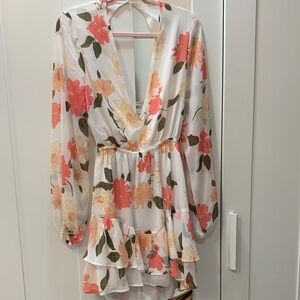 Vici Floral Backless Dress - Pink and Orange
